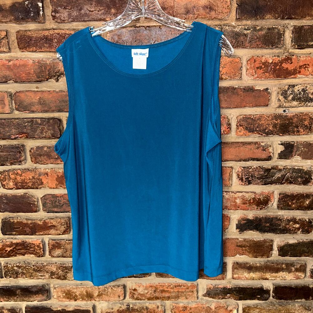 Vicki Wayne Teal Blue Sleeveless Tank Top Women's Size XL